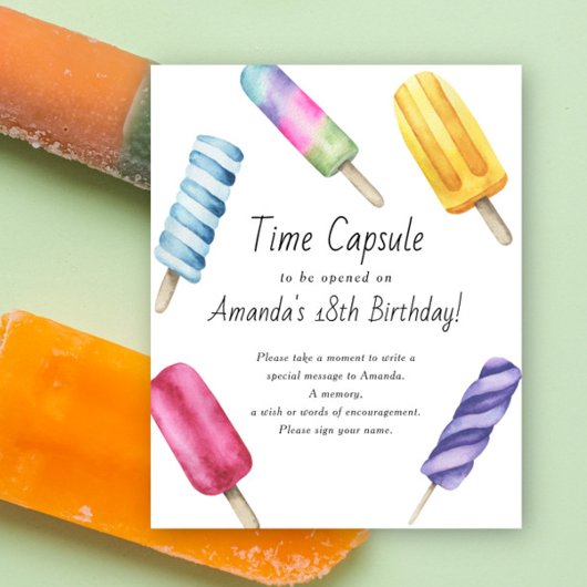 Popsicle Time Capsule 1e verjaardag genderneutraal Poster