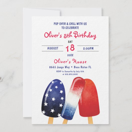 Popsicle Verjaardag Onafhankelijkheidsdag Kinder P Kaart (Voorkant)