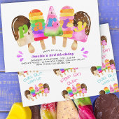 Popsicle verjaardagsfeestje elke leeftijd meisjes kaart