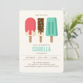 Popsicle Verjaardagsfeestje Kaart (Staand voorkant)