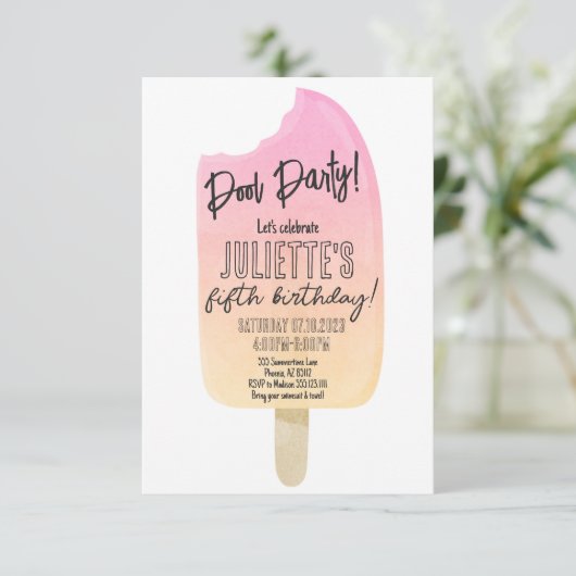 Popsicle verjaardagsfeestje zomer uitnodiging bewe (Staand voorkant)