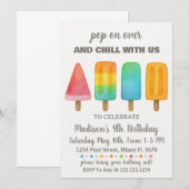 Popsicle verjaardagsuitnodiging voor kinderen kaart (Voorkant / Achterkant)