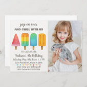 Popsicle verjaardagsuitnodiging voor kinderen kaart (Voorkant / Achterkant)