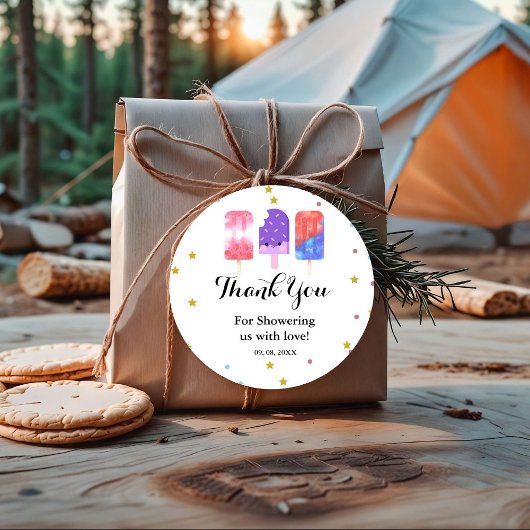 Popsicle Ze is klaar om pop Baby shower Bedankjes Labels