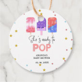 Popsicle Ze is klaar om pop Baby shower Bedankjes Labels (Voorkant)