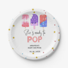 Popsicle Ze is klaar om pop Baby shower Papieren Bordje
