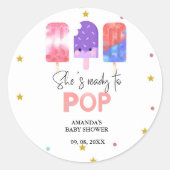 Popsicle Ze is klaar om pop Baby shower Ronde Sticker (Voorkant)