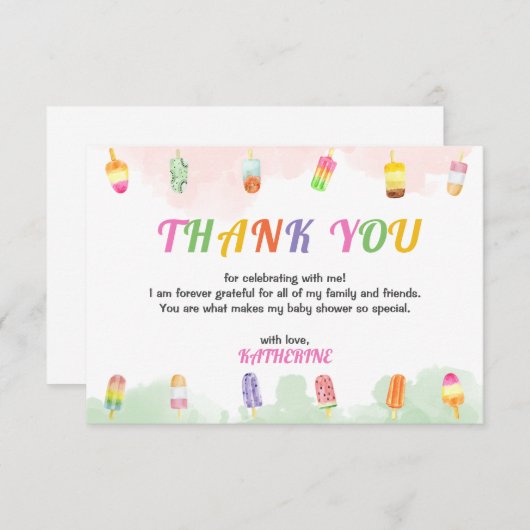 Popsicle Ze is klaar om te Poppen Bedankkaart (Voorkant / Achterkant)