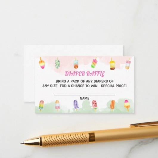 Popsicle Ze is klaar voor de Pop van luierraffel Informatiekaartje (Voorkant / Achterkant in situ)