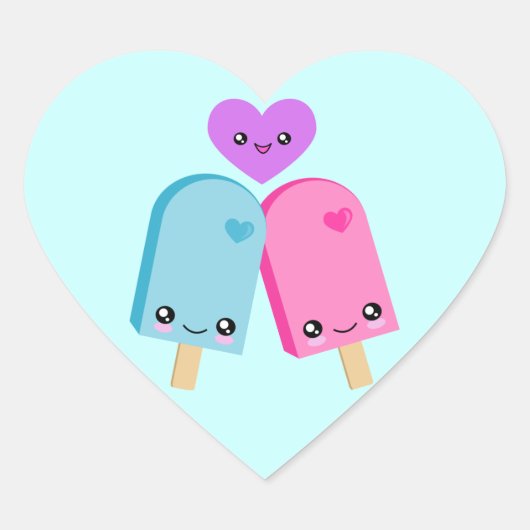 Popsicle Zoete Kawaii Hart Stickers (Voorkant)