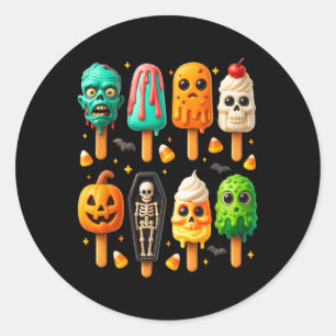 Popsicle Zomer Spooky Halloween Ice Cream Zomer Ronde Sticker