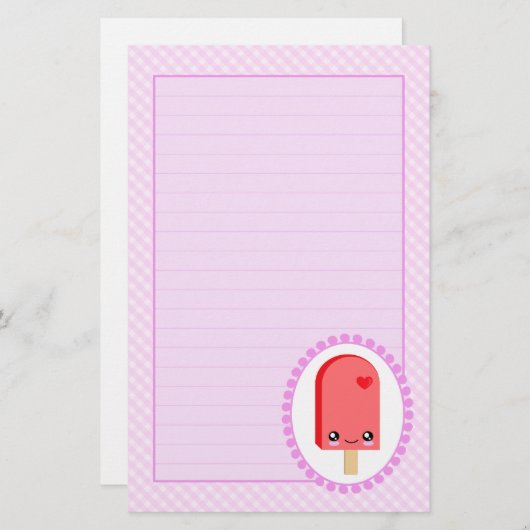  popsicles Cherry Fruit Kawaii Stationery Briefpapier (Voorkant / Achterkant)
