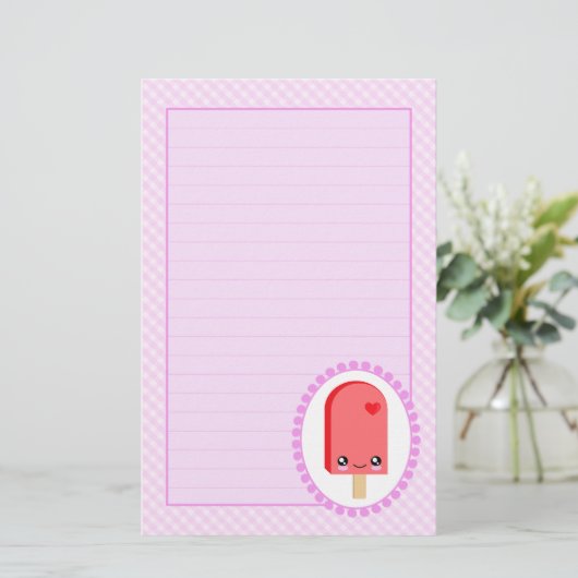  popsicles Cherry Fruit Kawaii Stationery Briefpapier (Staand voorkant)