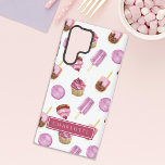 Popsicles en cupcakes roze samsung galaxy hoesje<br><div class="desc">Verwen jezelf (of iemand die je dierbaar is) met onze zeer lieve Popsicles en Cupcakes Pink Samsung Galaxy S22 Ultra hoesje. Dit Samsung-hoesje boordevol karakter, versierd met een levendig assortiment zacht roze cupcakes versierd met frambozen, ijsijsjes sijpelend met chocoladeglazuur en strooisels, en sierlijke macarons. Dit hoesje beschermt uw toestel niet...</div>