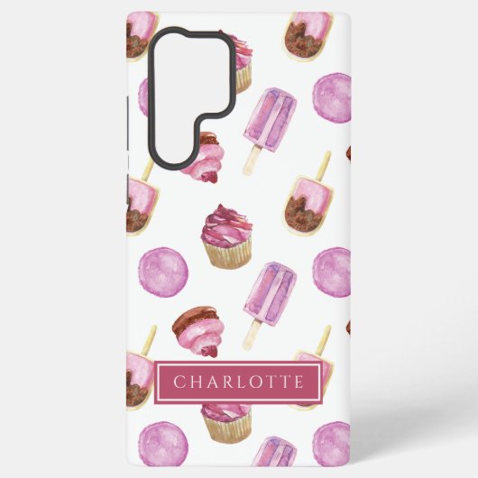 Popsicles en cupcakes roze samsung galaxy hoesje (Achterkant)
