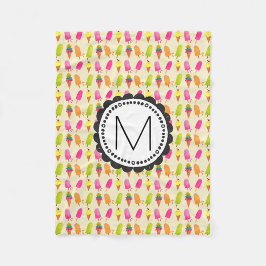 Popsicles en Ice Cream bevatten aangepaste monogra Fleece Deken (Voorkant)