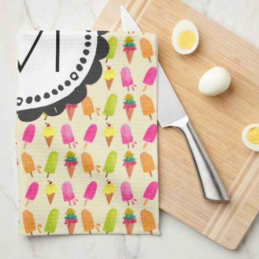 Popsicles en Ice Cream bevatten aangepaste monogra Theedoek (Quarter Fold)