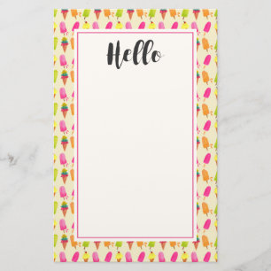 Popsicles en Ice Cream Colorful Summer Pattern Briefpapier