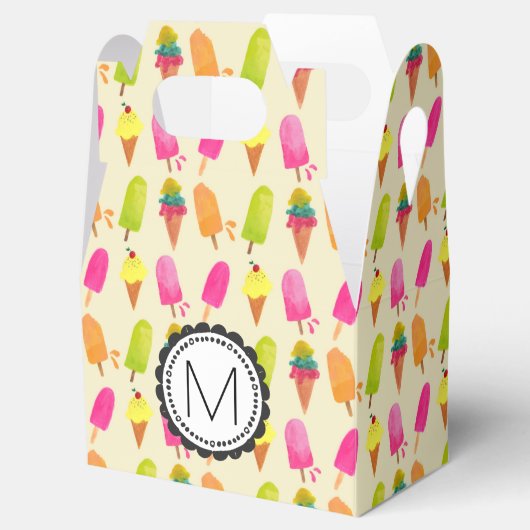 Popsicles en Ice Cream gepersonaliseerd monogram Bedankdoosjes (Geopend)