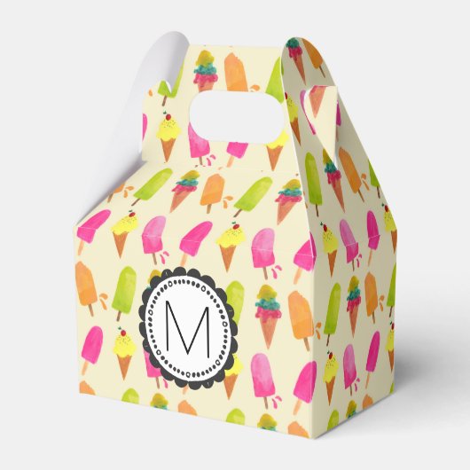 Popsicles en Ice Cream gepersonaliseerd monogram Bedankdoosjes (Voorkant Zijde)