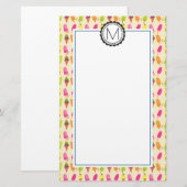 Popsicles en Ice Cream gepersonaliseerd monogram Briefpapier (Voorkant / Achterkant)