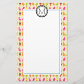 Popsicles en Ice Cream gepersonaliseerd monogram Briefpapier (Voorkant)