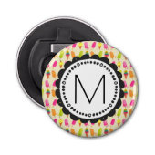 Popsicles en Ice Cream gepersonaliseerd monogram Button Flesopener (Voorkant)
