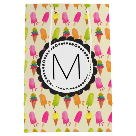 Popsicles en Ice Cream gepersonaliseerd monogram Medium Cadeauzakje (Achterkant)