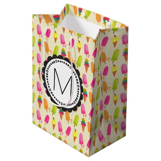 Popsicles en Ice Cream gepersonaliseerd monogram Medium Cadeauzakje (Achterkant Gekanteld)