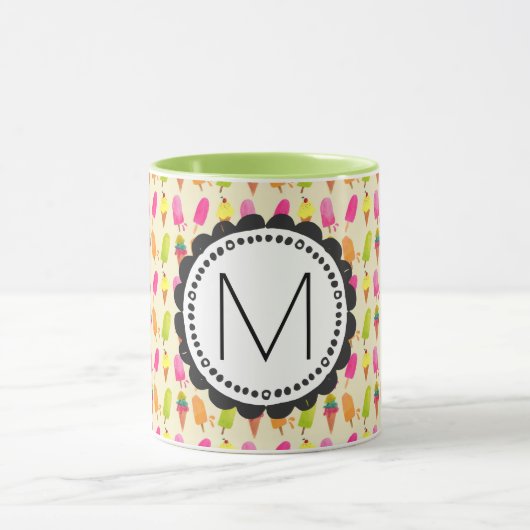 Popsicles en Ice Cream gepersonaliseerd monogram Mok (Midden)