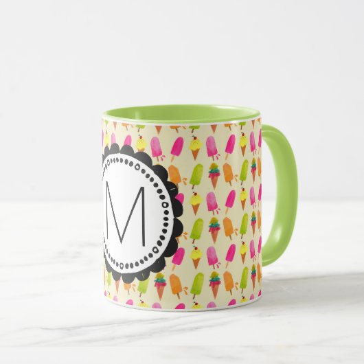 Popsicles en Ice Cream gepersonaliseerd monogram Mok (Voorkant rechts)