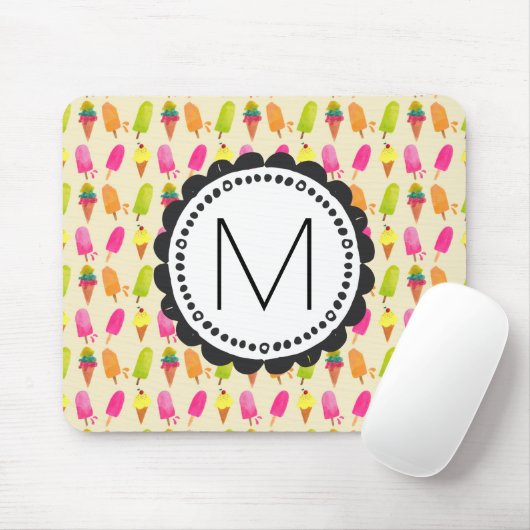 Popsicles en Ice Cream gepersonaliseerd monogram Muismat (Met muis)