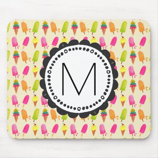 Popsicles en Ice Cream gepersonaliseerd monogram Muismat (Voorkant)