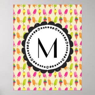 Popsicles en Ice Cream gepersonaliseerd monogram Poster