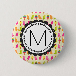 Popsicles en Ice Cream gepersonaliseerd monogram Ronde Button 5,7 Cm