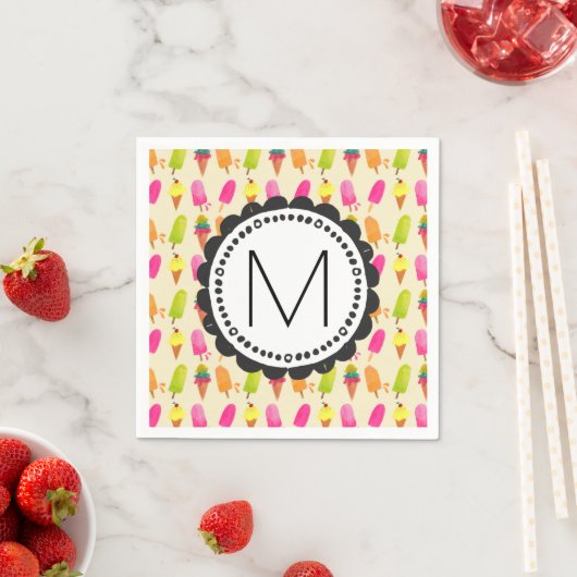 Popsicles en Ice Cream gepersonaliseerd monogram Servetten (Insitu)