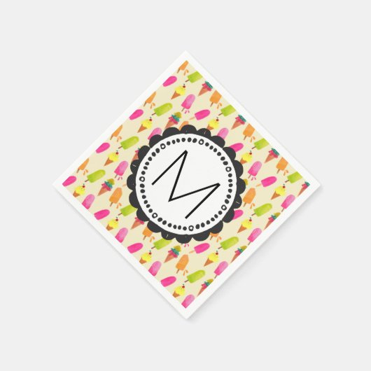 Popsicles en Ice Cream gepersonaliseerd monogram Servetten (Hoek)