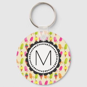 Popsicles en Ice Cream gepersonaliseerd monogram Sleutelhanger