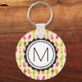 Popsicles en Ice Cream gepersonaliseerd monogram Sleutelhanger (Voorkant)