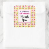 Popsicles en Ice Cream Pattern Birthday Bedankt Vierkante Sticker (Tas)