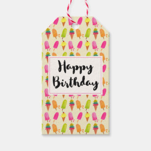 Popsicles en Ice Cream Summer Pattern Birthday Cadeaulabel