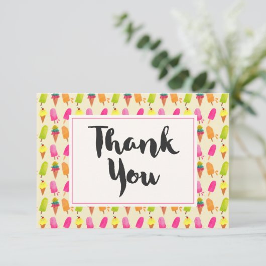 Popsicles en Ice Cream Zomerpatroon Dank u Bedankkaart (Staand voorkant)