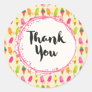 Popsicles en Ice Cream Zomerpatroon Dank u Ronde Sticker