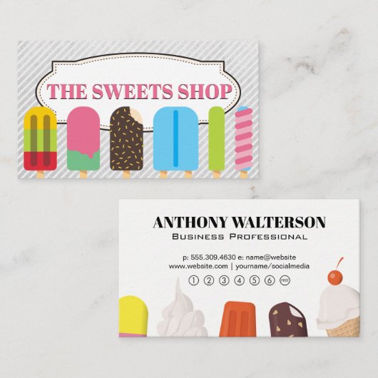 Popsicles en ijskap klantenkaartje (Voorkant / Achterkant)