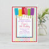 Popsicles en Polka Dots Birthday Invitations Kaart (Staand voorkant)