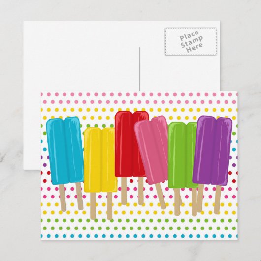 Popsicles en Polka Dots Briefkaart (Voorkant / Achterkant)