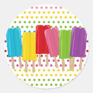 Popsicles en Polka Dots Ronde Sticker