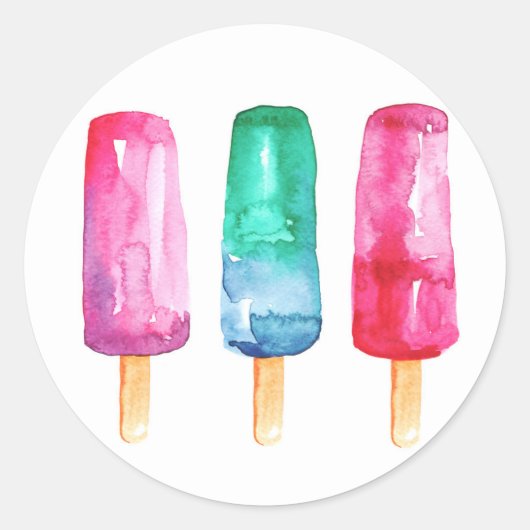 Popsicles heldere aangepaste sticker. Voedsel kleu Ronde Sticker (Voorkant)