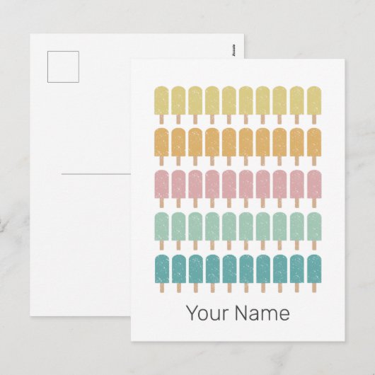Popsicles  Ice Cream Retro Summer Design Feestdagenkaart (Voorkant / Achterkant)