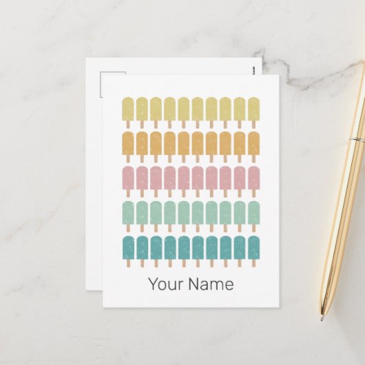 Popsicles  Ice Cream Retro Summer Design Feestdagenkaart (Voorkant / Achterkant in situ)